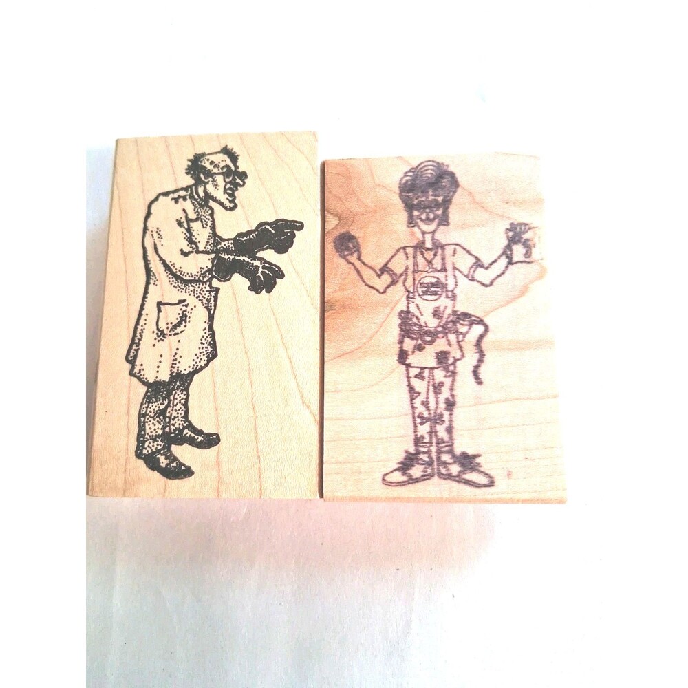 Set Of 2 Rubber Stamps Mad Scientist & Crafter Scrapbooking Stamping